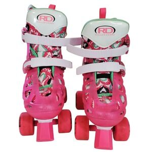 Roller Derby Girls Adjustable Quad Skates Pink Heart Quick Fit Size 3-6